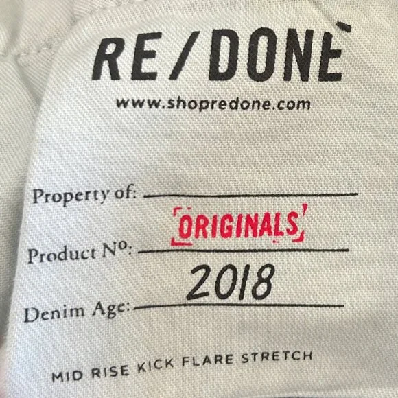 RE/DONE Mid-Rise Kick Flare Stretch Crop Jeans Mid 70s Wash in Size 26 - Picture 8 of 8